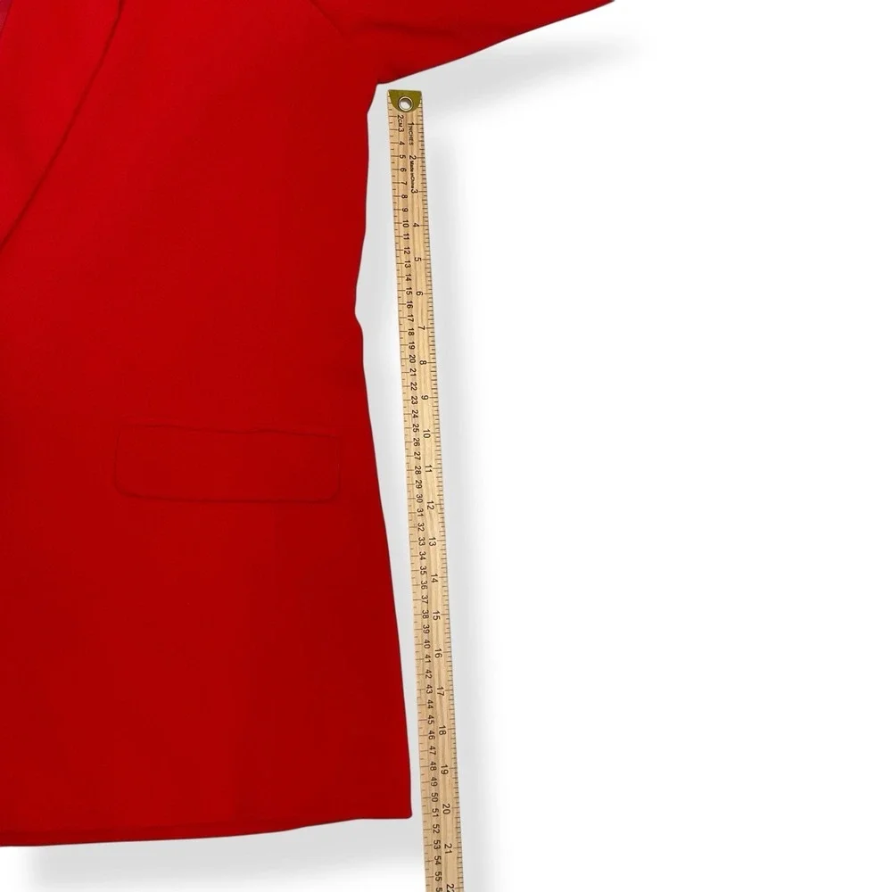 Tahari Blazer Women XL Red Long Sleeve Open‎ Front Lined Roll Tab Notch NWT
